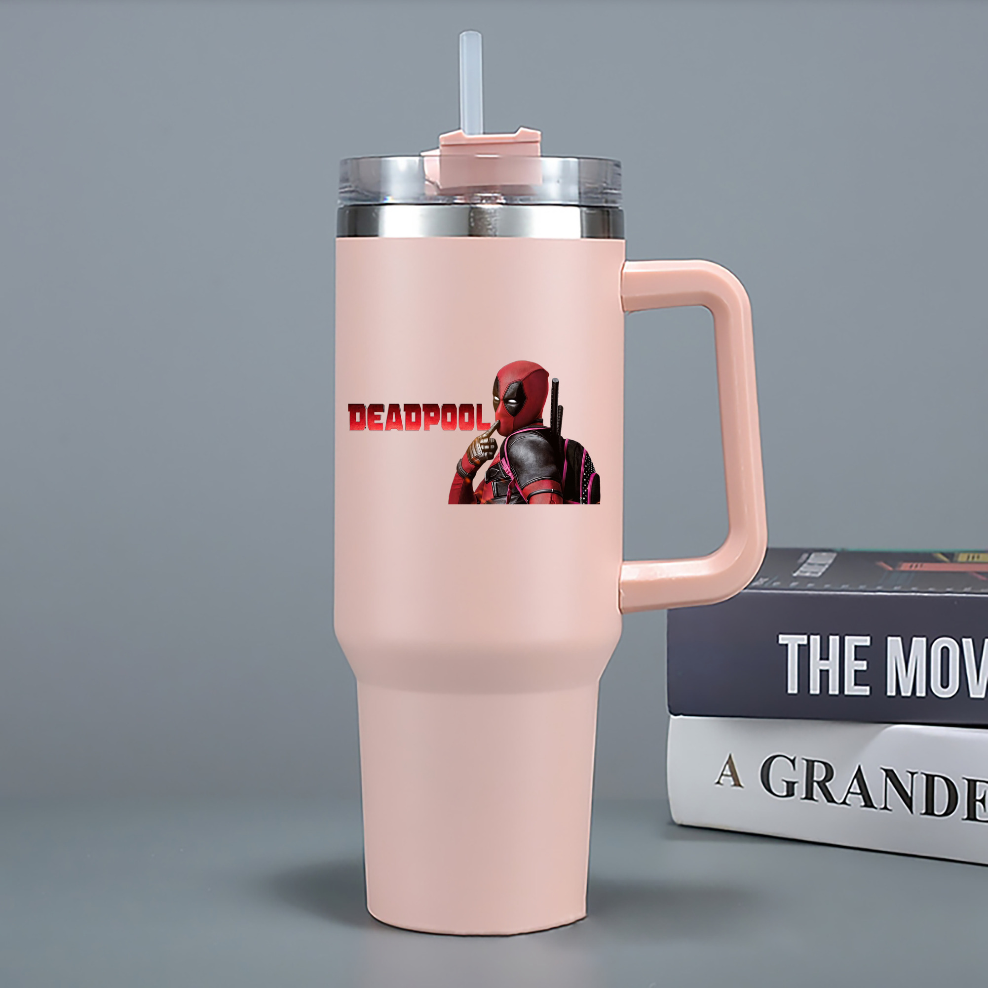 （画像用） Deadpool デッドプール 1200mL車用タンブラー - クリスタルステッカー（プラスチックストロー付き）
